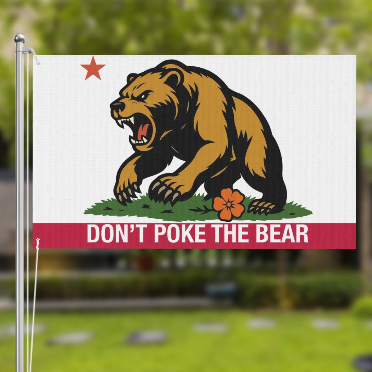 Don't Poke the Bear — Flag (White/Red, Double-Sided)