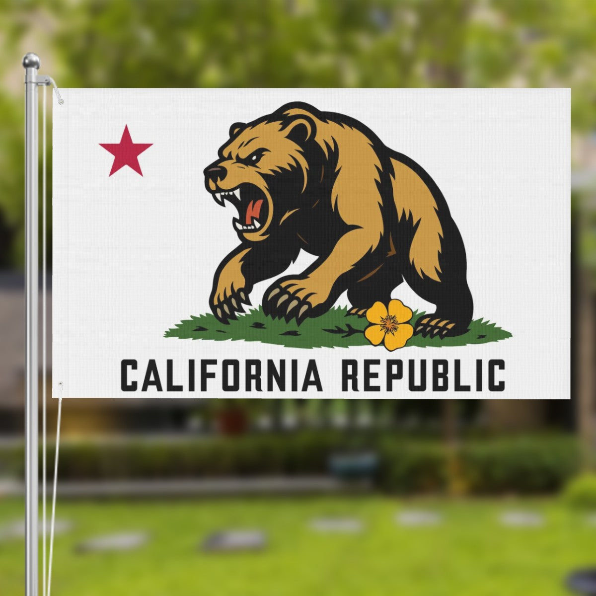 Golden State Bear California Republic double-sided 3'×5' yard flag — reverse side