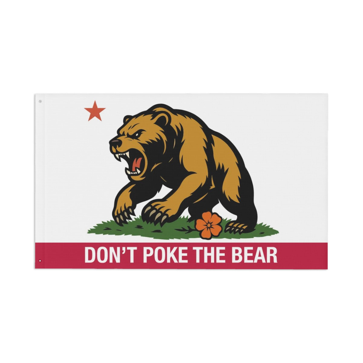 Don't Poke the Bear — Flag (White/Red, Double-Sided)