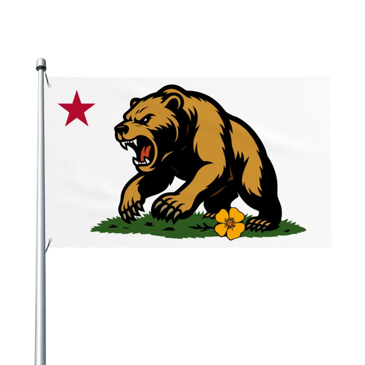 Golden State Bear single-sided Made in USA 3'×5' flag — fabric detail