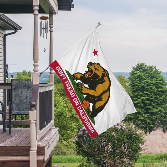 Golden State Bear Flag (White/Red, Double Sided)