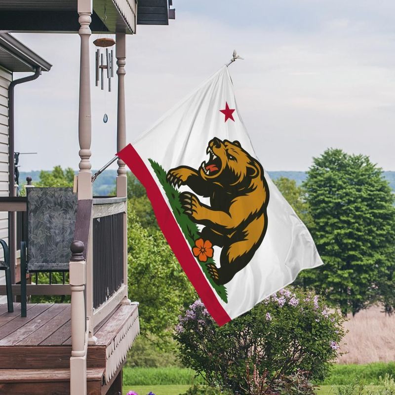 Golden State Bear – Flag (White/Red, Double Sided)